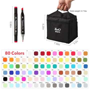 Hyrrt 80 Colors Dual Tips Alcohol Markers, Permanent Sketch Art Markers Pens Set with Pen Holder for Kids Adults Coloring,Painting, Sketching, Illustrations