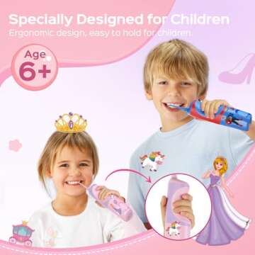 COSLUS Kids Water Flosser 4 Modes Ages 6+ Waterproof Rechargeable