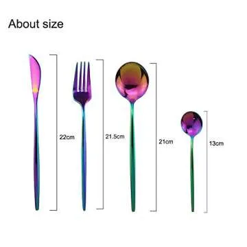 JASHII 24 Piece Colorful Stainless Steel Flatware Set