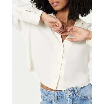 Harlow Silky Cropped Blouse by The Drop in Whisper White