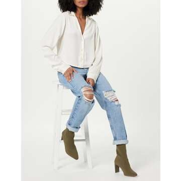 Harlow Silky Cropped Blouse by The Drop in Whisper White