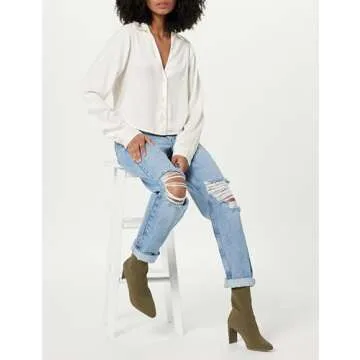 Harlow Silky Cropped Blouse by The Drop in Whisper White