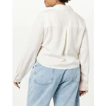 Harlow Silky Cropped Blouse by The Drop in Whisper White
