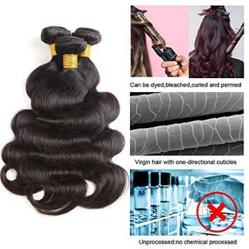 10A Brazilian Body Wave Bundles (18 20 22) 100% Virgin Human Hair 3 Bundles Unprocessed Weave Hair Human Bundles of Brazilian Hair Natural Black