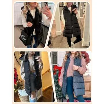 Gihuo Women's Long Puffer Vest Winter Warm Quilted Hooded Zip Up Sleeveless Jacket Vest Gilet (Small, Black)