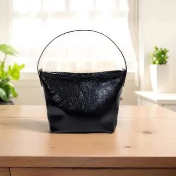 Ailowee Small Shoulder Bag for Women in Patent Leather for Work and Leisure, Great Gift, Black or White Colors for Choice