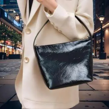 Ailowee Small Shoulder Bag for Women in Patent Leather for Work and Leisure, Great Gift, Black or White Colors for Choice