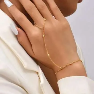 YANCHUN Hand Chain Bracelet Ring Bracelet Hand Chain Trendy Gold Bracelets Adjustable Rhinestone Hand Jewelry Gifts for Women