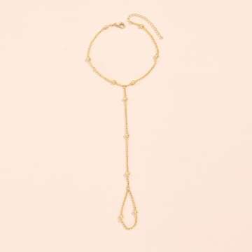 YANCHUN Hand Chain Bracelet Ring Bracelet Hand Chain Trendy Gold Bracelets Adjustable Rhinestone Hand Jewelry Gifts for Women