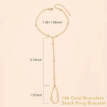 YANCHUN Hand Chain Bracelet Ring Bracelet Hand Chain Trendy Gold Bracelets Adjustable Rhinestone Hand Jewelry Gifts for Women