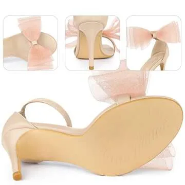 Perphy Open Toe High Heels Ankle Strap Bow Tie Stiletto Heel Sandals for Women