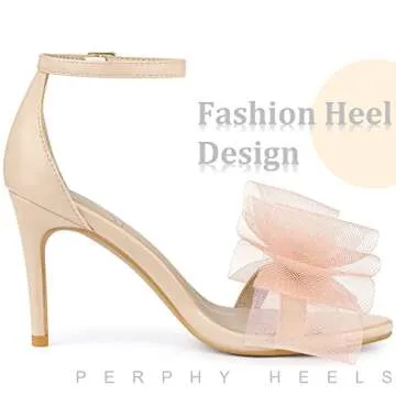 Perphy Open Toe High Heels Ankle Strap Bow Tie Stiletto Heel Sandals for Women