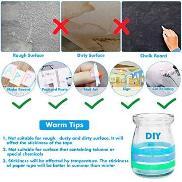 Cridoz 15 Rolls Whiteboard Tape for Art & Organization