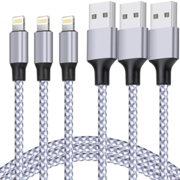 TAKAGI for iPhone Charger, [MFi Certified] Lightning Cable 3PACK 6FT Nylon Braided USB Charging Cabl...