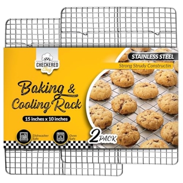 Checkered Chef Cooling Rack for Cooking and Baking - 10" x 15" Set of 2 Stainless Steel, Oven Safe G...