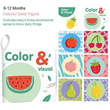 6 High Contrast Baby Toys for Newborn 0 6 12 Months Black and White Soft Baby Book Crinkle Squeaky Toy, Newborn Brain Development Toys, Visual Stimulation Learning Activity Nontoxic Fabric cloth book