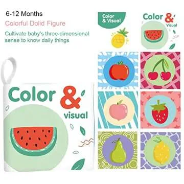 6 High Contrast Baby Toys for Newborn 0 6 12 Months Black and White Soft Baby Book Crinkle Squeaky Toy, Newborn Brain Development Toys, Visual Stimulation Learning Activity Nontoxic Fabric cloth book