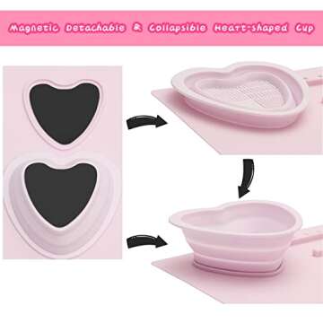 Silicone Craft Mat, 20×16 Inches Silicone Painting Mat with Water Cup and Paint Holder(Pink)