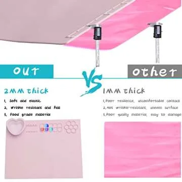 Silicone Craft Mat, 20×16 Inches Silicone Painting Mat with Water Cup and Paint Holder(Pink)