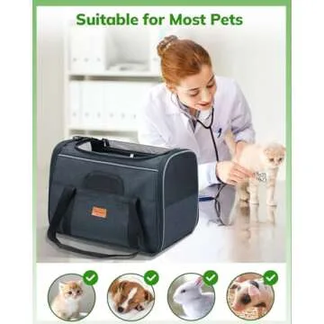 Morpilot Large Cat Carrier - Soft Sided Cat Carrier Large for Big Medium Cats and Puppy up to 20lbs, Pet Carrier with Safety Zippers, Foldable Bowl, Pet Travel Carrier Bag - Dark Gray Large