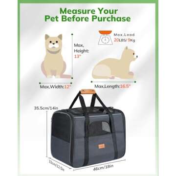 Morpilot Large Cat Carrier - Soft Sided Cat Carrier Large for Big Medium Cats and Puppy up to 20lbs, Pet Carrier with Safety Zippers, Foldable Bowl, Pet Travel Carrier Bag - Dark Gray Large