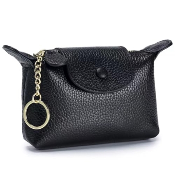 Chic Women's Leather Coin Purse with KeyChain - Stylish and Practical Wallet