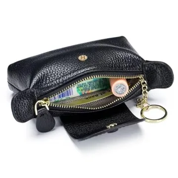 Chic Women's Leather Coin Purse with KeyChain for Fashionable Women
