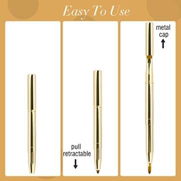 2 Pack Retractable Lip Brush for Lipstick Lip Gloss Double-Ended Lip Makeup Brushes with Cap Lipstick Brush Applicator Travel