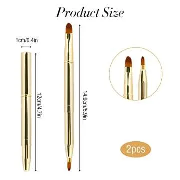 2 Pack Retractable Lip Brush for Lipstick Lip Gloss Double-Ended Lip Makeup Brushes with Cap Lipstick Brush Applicator Travel