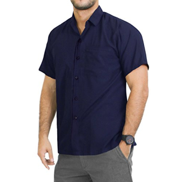 LA LEELA Men's Casual Summer Beach Shirt XXL Navy