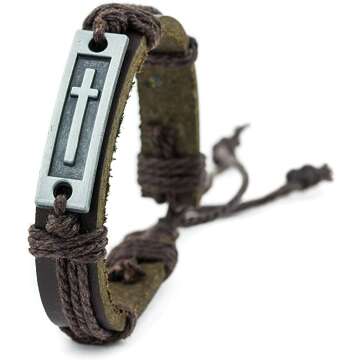 Men's Cross Leather Bracelet - Stylish & Durable Accessory