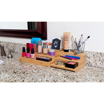 Lipper Bamboo Expandable Step Shelf – 3-Tier Organizer