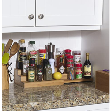 Lipper Bamboo Expandable Step Shelf – 3-Tier Organizer