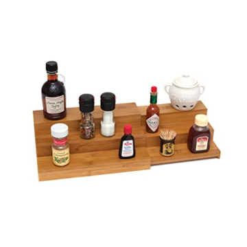 Lipper Bamboo Expandable Step Shelf – 3-Tier Organizer