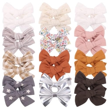 24 PCS Baby Girl Bows Hair Clips Fully Lined Hair Barrettes Non Slip Hair Clips for Toddlers Kids Teens Girls Hair Accessories