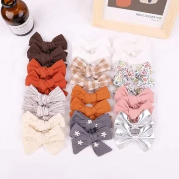 24 PCS Baby Girl Bows Hair Clips Fully Lined Hair Barrettes Non Slip Hair Clips for Toddlers Kids Teens Girls Hair Accessories