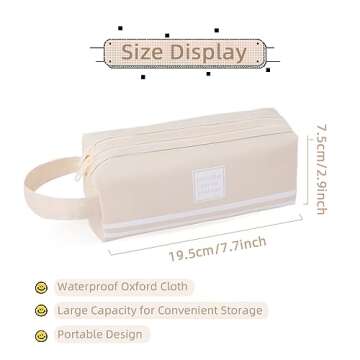 iSuperb Portable Pencil Case Dual Zipper Organizer for Women