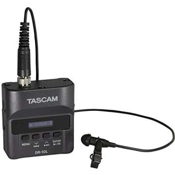 Tascam DR-10L Digital Audio Recorders & Lavalier Mics, Closed-Back Headphones, 32GB MicroSD Cards - ...