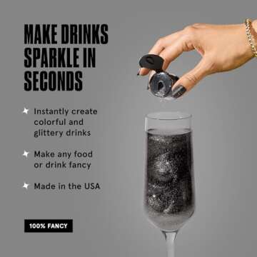 Fancy Sprinkles Onyx Black Premium Edible Glitter, 100% Edible Glitter for Sparkling Food & Drinks No Taste or Texture (4gm)