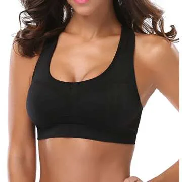 MIRITY Women Racerback Sports Bras - High Impact Workout Gym Activewear Bra Color Black Grey Size S