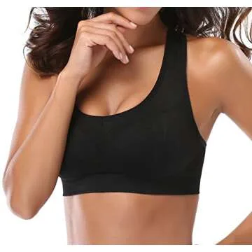 MIRITY Women Racerback Sports Bras - High Impact Workout Gym Activewear Bra Color Black Grey Size S