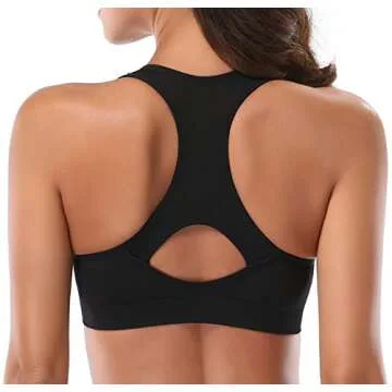 MIRITY Women Racerback Sports Bras - High Impact Workout Gym Activewear Bra Color Black Grey Size S