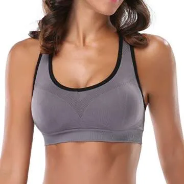 MIRITY Women Racerback Sports Bras - High Impact Workout Gym Activewear Bra Color Black Grey Size S