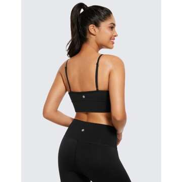 CRZ YOGA Butterluxe Womens V Neck Longline Sports Bra - Adjustable Padded Yoga Camisole Workout Crop...