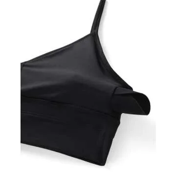 CRZ YOGA Butterluxe Womens V Neck Longline Sports Bra - Adjustable Padded Yoga Camisole Workout Crop Top Black Small