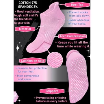 RATIVE Anti Slip Yoga Socks for Men Women - 3 Pair Black