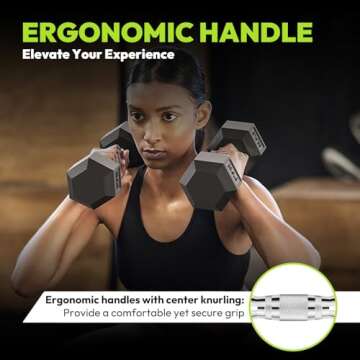 Hex Dumbbell Rubber Encased Dumbbell Strength Training Hex Dumbbell, Hand Weight For Workout & Exercise/Pair of 5LB