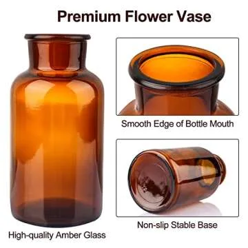 Set of 6 Amber Bud Vases for Home Decor and Gifting