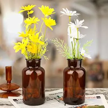 Set of 6 Amber Bud Vases for Home Decor and Gifting