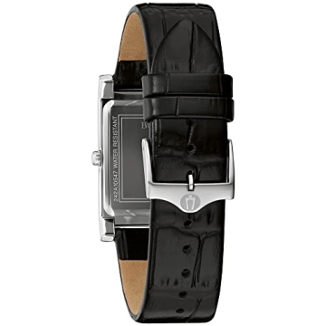 Bulova Men's Stainless Steel Watch with Black Leather Strap